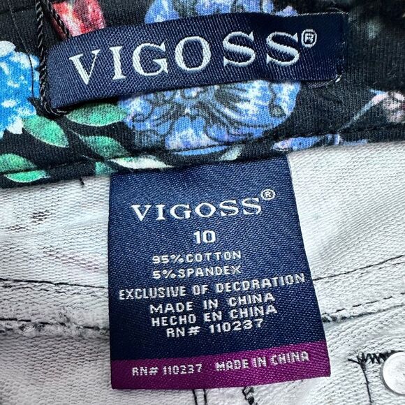 VIGOSS Stretch Floral Straight‎ Leg Skinny Jeans GIRLS Size 10 - Picture 11 of 13